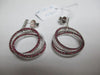 LARGE 1.85CT DIAMOND & AAA RUBY 18K WHITE GOLD CIRCULAR TRINITY HANGING EARRINGS