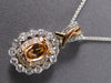 .50CT DIAMOND 18K WHITE & ROSE GOLD OVAL DOUBLE HALO SEMI MOUNT FLOATING PENDANT