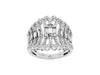 LARGE .91CT DIAMOND 14K WHITE GOLD 3D ROUND & BAGUETTE FILIGREE ANNIVERSARY RING