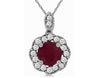 .93CT DIAMOND & AAA RUBY 14KT WHITE GOLD 3D ROUND FILIGREE FLOWER FUN PENDANT