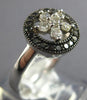 .50CT WHITE & BLACK DIAMOND 14KT WHITE GOLD 3D CLASSIC FLOWER STAR HALO FUN RING