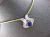 LARGE 3.2CT DIAMOND & AAA TANZANITE 18KT 2 TONE GOLD DOUBLE WAVE NECKLACE #28105