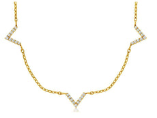 ESTATE .15CT DIAMOND 14KT YELLOW GOLD CLASSIC V SHAPE BY THE YARD LOVE NECKLACE