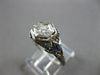 .26CT OLD MINE DIAMOND & AAA SAPPHIRE 18K WHITE GOLD 3D ART DECO ENGAGEMENT RING