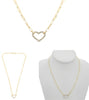 .25CT DIAMOND 14K YELLOW GOLD 3D CLASSIC PAVE OPEN HEART OVAL LINK LOVE NECKLACE