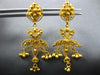 ANTIQUE 22KT YELLOW GOLD HANDCRAFTED FLOWER FILIGREE CHANDELIER HANGING EARRINGS