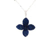 1.22CT DIAMOND & AAA SAPPHIRE 18KT WHITE GOLD MULTI LEAF FLOWER FLOATING PENDANT
