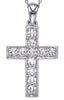 ESTATE .44CT DIAMOND 14KT WHITE GOLD CLASSIC SQUARE PAVE CROSS FLOATING PENDANT