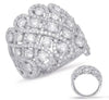 ESTATE LARGE 2.53CT DIAMOND 14KT WHITE GOLD 3D MULTI ROW INFINITY COCKTAIL RING