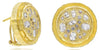 1.7CT DIAMOND & CRYSTAL 14KT YELLOW GOLD MULTI SHAPE HAMMERED CIRCULAR EARRINGS
