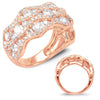 ESTATE 2.26CT DIAMOND 14KT ROSE GOLD 3D MULTI ROW MULTI WAVE ANNIVERSARY RING