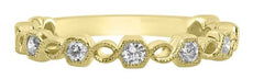 .36CT DIAMOND 18KT YELLOW GOLD ROUND HEXAGON FILIGREE MILGRAIN ANNIVERSARY RING
