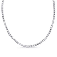 8.40CT DIAMOND 14KT WHITE GOLD 3D CLASSIC ROUND 4 PRONG ETERNITY TENNIS NECKLACE