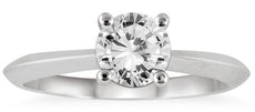 1.0CT DIAMOND 14KT WHITE GOLD CLASSIC ROUND SOLITAIRE KNIFE EDGE ENGAGEMENT RING