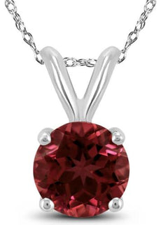 1.52CT AAA GARNET 14KT WHITE GOLD 3D CLASSIC ROUND SOLITAIRE FLOATING PENDANT