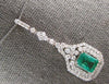 ESTATE LARGE 7CT DIAMOND & AAA EMERALD 18K WHITE GOLD 3D FLORAL HEXAGON PENDANT