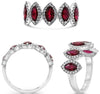 1.80CT DIAMOND & AAA RUBY 14KT WHITE GOLD MARQUISE & ROUND HALO ANNIVERSARY RING