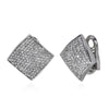 2.7CT DIAMOND 18KT WHITE GOLD 3D ROUND PAVE GEOMETRICAL SQUARE CLIP ON EARRINGS