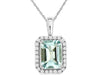 LARGE 2.2CT DIAMOND & AAA AQUAMARINE 14KT WHITE GOLD EMERALD CUT & ROUND PENDANT