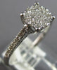 ESTATE .32CT DIAMOND 18KT WHITE GOLD ROUND CLUSTER FLOWER DOUBLE HEART LOVE RING