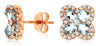 ESTATE 1.55CT DIAMOND & AAA AQUAMARINE 14KT ROSE GOLD OVAL & ROUND STUD EARRINGS
