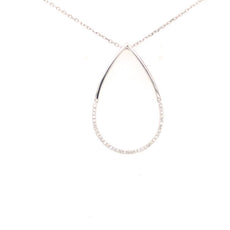 ESTATE .18CT DIAMOND 18KT WHITE GOLD 3D OPEN TEAR DROP FUN FLOATING PENDANT