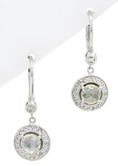ESTATE 2.0CT DIAMOND 14KT WHITE GOLD 3D CLASSIC ROUND LEVERBACK HANGING EARRINGS