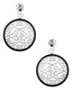 LARGE .93CT BLACK DIAMOND 18KT WHITE & BLACK GOLD OPEN FILIGREE HANGING EARRINGS