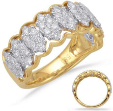 .97CT DIAMOND 14KT 2 TONE GOLD CLUSTER MULTI LEAF OPEN FILIGREE ANNIVERSARY RING