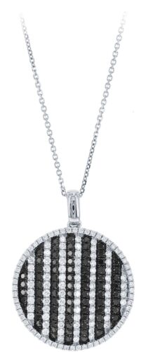 2.31CT WHITE & BLACK DIAMOND 18KT WHITE GOLD MULTI ROW CIRCUALR FLOATING PENDANT