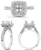WIDE .75CT DIAMOND 14KT WHITE GOLD HALO 4 PRONG ROUND SEMI MOUNT ENGAGEMENT RING