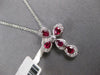 1.17CT DIAMOND & AAA RUBY 18KT WHITE GOLD 3D PEAR SHAPE CROSS FLOATING PENDANT