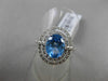 ESTATE 3.44CT DIAMOND & AAA BLUE TOPAZ 14KT WHITE GOLD DOUBLE HALO FUN RING