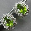 2.52CT DIAMOND & AAA PERIDOT 14K WHITE GOLD 3D FLOWER OVAL & ROUND STUD EARRINGS
