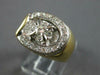 WIDE .85CT DIAMOND 14K 2 TONE GOLD LUCKY SIDEWAYS HORSESHOE SOLITAIRE MENS RING