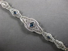 ANTIQUE WIDE ART DECO .25CT AAA SAPPHIRE 14KT WHITE GOLD TENNIS BRACELET #27760