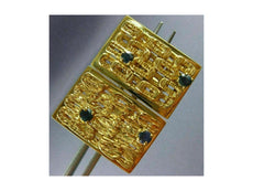 ANTIQUE LARGE 1.36CT AAA SAPPHIRE 14K YELLOW GOLD CLASSIC HANDCRAFTED CUFF LINKS