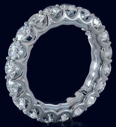 3.96CT DIAMOND 14KT WHITE GOLD 3D SHARED PRONG ETERNITY WEDDING ANNIVERSARY RING