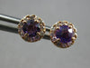 .68CT DIAMOND & AAA AMETHYST 14KT ROSE GOLD 3D ROUND HALO FLOWER STUD EARRINGS