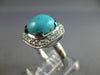 ESTATE LARGE .32CT DIAMOND & AAA TURQUOISE 14KT WHITE GOLD SQUARE HALO FUN RING