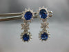 2.31CT DIAMOND & AAA SAPPHIRE 18K WHITE GOLD OVAL & ROUND DOUBLE FLOWER EARRINGS