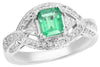 1.39CT DIAMOND & AAA EMERALD 18K WHITE GOLD ROUND SQUARE & TRILLION 3 STONE RING