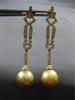 LARGE & LONG .76CT DIAMOND & AAA GOLDEN SOUTH SEA PEARL 18K YELLOW GOLD EARRINGS
