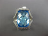 ESTATE LARGE 9.20CT DIAMOND & AAA BLUE TOPAZ 14KT WHITE GOLD OPEN FILIGREE RING