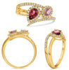 .86CT DIAMOND & AAA PINK SAPPHIRE & AAA PINK TOURMALINE 14KT YELLOW GOLD 3D RING