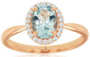 1.24CT DIAMOND & AAA AQUAMARINE 14KT ROSE GOLD OVAL & ROUND HALO ENGAGEMENT RING