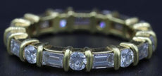 1.85CT DIAMOND 18K YELLOW GOLD CLASSIC ROUND & BAGUETTE WEDDING ANNIVERSARY RING