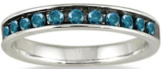 .46CT BLUE DIAMOND 14K WHITE GOLD ROUND CLASSIC CHANNEL WEDDING ANNIVERSARY RING