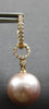 ESTATE .29CT DIAMOND & AAA PINK SOUTH SEA PEARL 18KT ROSE GOLD HANGING EARRINGS