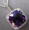 LARGE 3.67CT DIAMOND & AAA AMETHYST 14KT WHITE GOLD CUSHION & ROUND HALO PENDANT